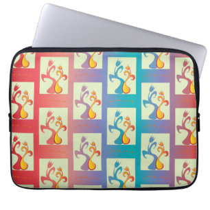 Modern patroon met rode, paarse en blauwe Tulp Laptop Sleeve