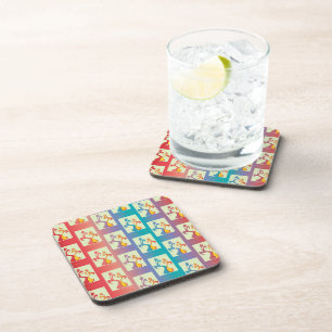 Modern patroon met rode, paarse en blauwe Tulp Onderzetter