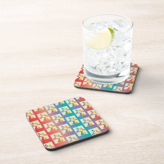 Modern patroon met rode, paarse en blauwe Tulp Onderzetter (Rechterzijde)