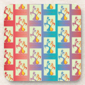 Modern patroon met rode, paarse en blauwe Tulp Onderzetter (Voorkant)