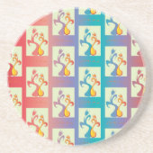 Modern patroon met rode, paarse en blauwe Tulp Zandsteen Onderzetter (Voorkant)