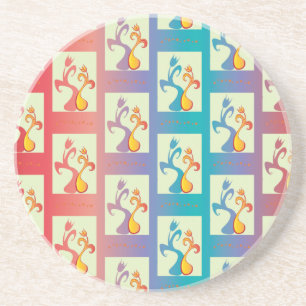 Modern patroon met rode, paarse en blauwe Tulp Zandsteen Onderzetter