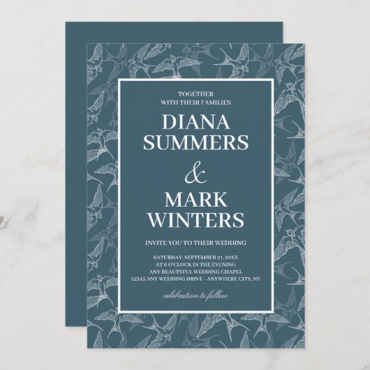 Modern patroon met slikken. Weddensuitnodiging Kaart (Voorkant / Achterkant)