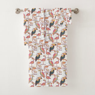 Modern patroon met tropische vogels bad handdoek