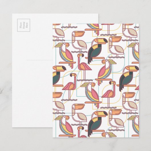 Modern patroon met tropische vogels briefkaart (Voorkant / Achterkant)