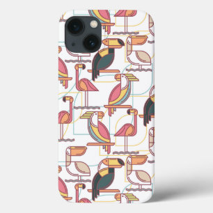 Modern patroon met tropische vogels iPhone 13 hoesje