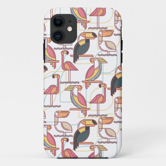 Modern patroon met tropische vogels Case-Mate iPhone case (Achterkant)
