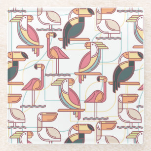 Modern patroon met tropische vogels glazen onderzetter
