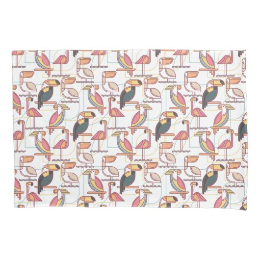 Modern patroon met tropische vogels kussensloop (Voorkant-Links)