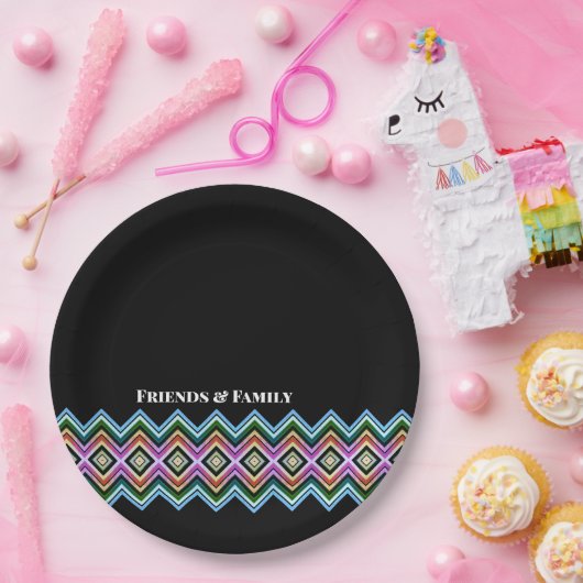 Modern patroon met zwart papieren bordje (Feest)