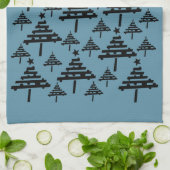 Modern patroon met zwarte en blauwe kerstbomen theedoek (Gevouwen)