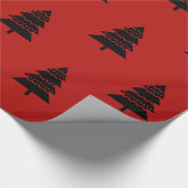 Modern patroon met zwarte en rode kerstbomen cadeaupapier (Hoek)