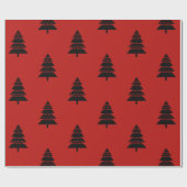 Modern patroon met zwarte en rode kerstbomen cadeaupapier (Vlak)