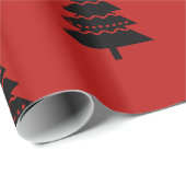 Modern patroon met zwarte en rode kerstbomen cadeaupapier (Rol Hoek)
