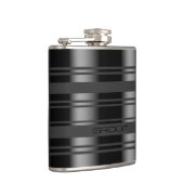 Modern patroon met zwarte & grijze strepen heupfles (Rechts)