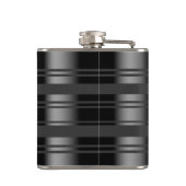 Modern patroon met zwarte & grijze strepen heupfles (Achterkant)