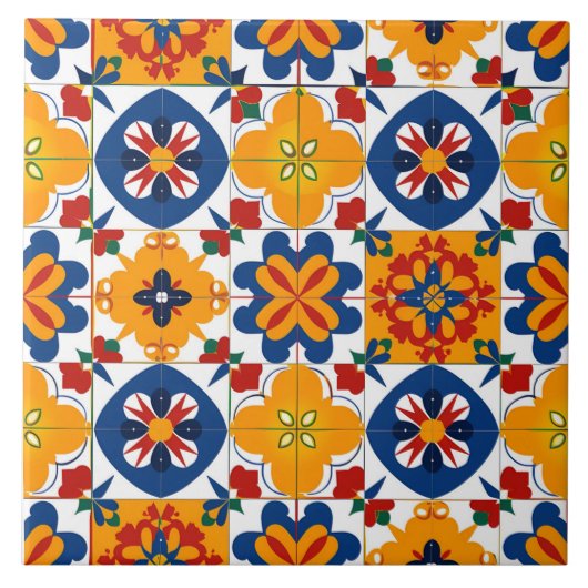 Modern patroon Mexicaans Portugees Kleurrijk Tegeltje (Voorkant)