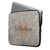 Modern Patroon Monogram Jouw naam Concrete Gold Laptop Sleeve (Voorkant Links)
