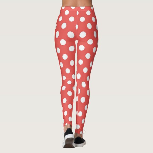 Modern patroon rode en witte vlekken leggings (Achterkant)