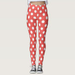 Modern patroon rode en witte vlekken leggings<br><div class="desc">Leggen met moderne rode en witte poka stippen, vlekken, patroon.
Moderne, trendy smoes.
Polka dots is weer de nieuwe trend.</div>