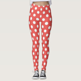 Modern patroon rode en witte vlekken leggings