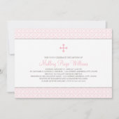 Modern Patroon Roze Kruis Baby Meisje Dop Kaart (Voorkant)