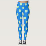 Modern patroon van blauwe en limoen polka-punten leggings<br><div class="desc">Leggen met modern blauw en limoen polka-puntenpatroon.</div>