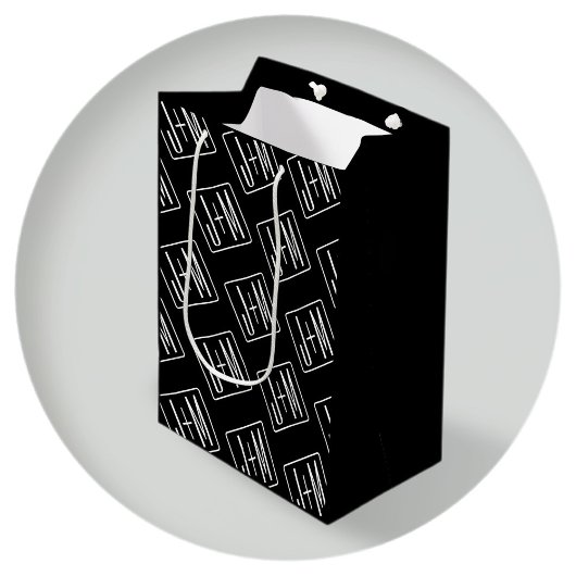 Modern patroon van initialen | Zwart & Wit Medium Cadeauzakje