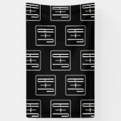 Modern patroon van initialen | Zwart & Wit Spandoek (Verticaal)