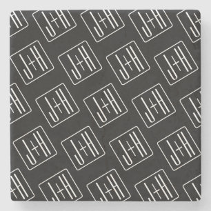 Modern patroon van initialen   Zwart & Wit Stenen Onderzetter