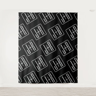 Modern patroon van initialen   Zwart & Wit Wandkleed