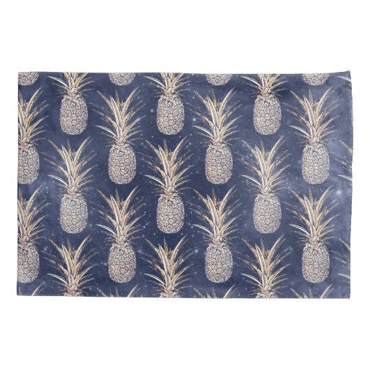 Modern patroon van nebula met gouden anananassen kussensloop (Achterkant)