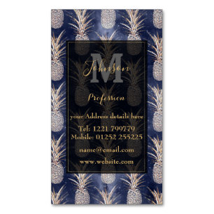Modern patroon van nebula met gouden anananassen magnetisch visitekaartje