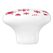 Modern patroon van rode en witte sneeuwvlokken keramische knop (Zijkant)