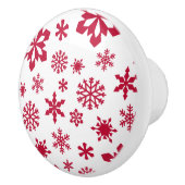 Modern patroon van rode en witte sneeuwvlokken keramische knop (Rechts)
