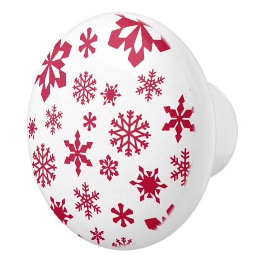 Modern patroon van rode en witte sneeuwvlokken keramische knop (Rechts)