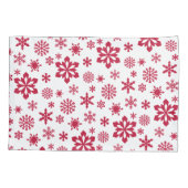 Modern patroon van rode en witte sneeuwvlokken kussensloop (Achterkant-Links)