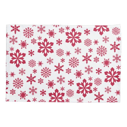 Modern patroon van rode en witte sneeuwvlokken kussensloop (Achterkant-Links)