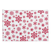 Modern patroon van rode en witte sneeuwvlokken kussensloop (Achterkant-Rechts)