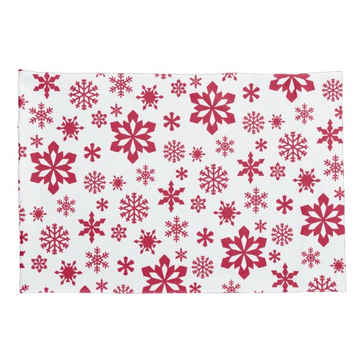 Modern patroon van rode en witte sneeuwvlokken kussensloop (Achterkant-Rechts)