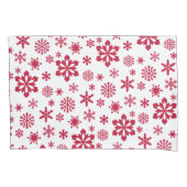 Modern patroon van rode en witte sneeuwvlokken kussensloop (Voorkant-Links)