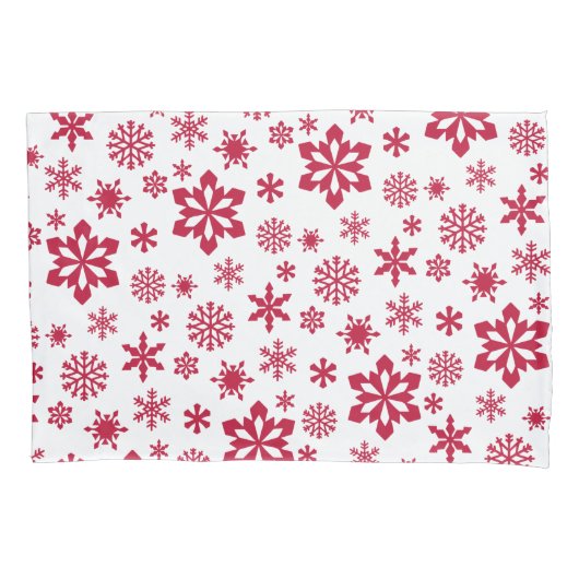 Modern patroon van rode en witte sneeuwvlokken kussensloop (Voorkant-Links)