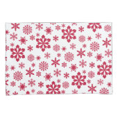 Modern patroon van rode en witte sneeuwvlokken kussensloop (Voorkant-Rechts)