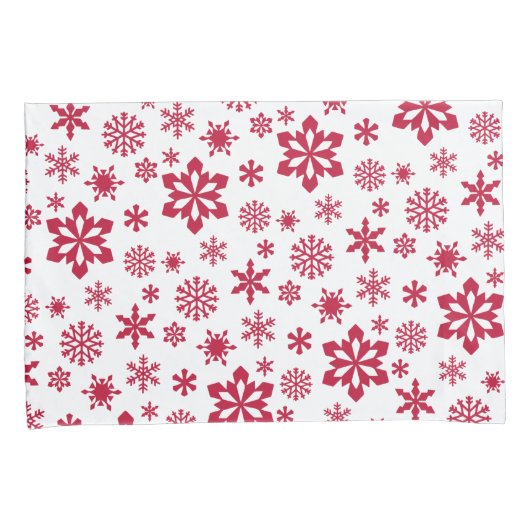 Modern patroon van rode en witte sneeuwvlokken kussensloop (Voorkant-Rechts)