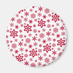 Modern patroon van rode en witte sneeuwvlokken magneet