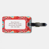 Modern patroon van rode roodbruinwortel bagagelabel (Achterkant horizontaal)