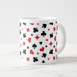 Modern patroon van speelkaartenkleuren grote koffiekop