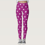 Modern patroon van witte en paarse polka-stippen leggings<br><div class="desc">Leggen met een modern patroon van witte en paarse polka-stippen.</div>