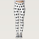 Modern patroon van witte en zwarte haarvlekken leggings<br><div class="desc">Leggen met moderne witte en zwarte poka stippen,  vlekken,  patroon.
Moderne,  trendy smoes.
Polka dots is weer de nieuwe trend.</div>