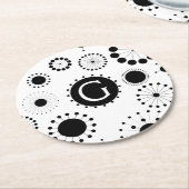 Modern patroon van zwarte en witte cirkels ronde kartonnen onderzetter (Gebogen)